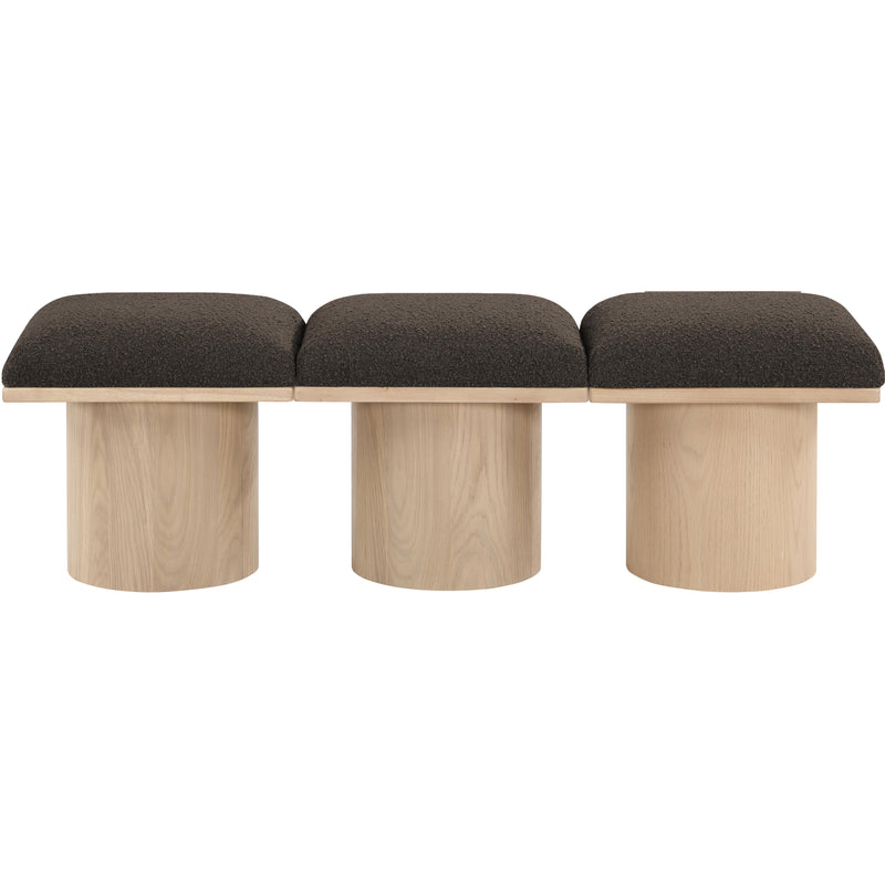 Meridian Pavilion Brown Boucle Fabric Bench IMAGE 3