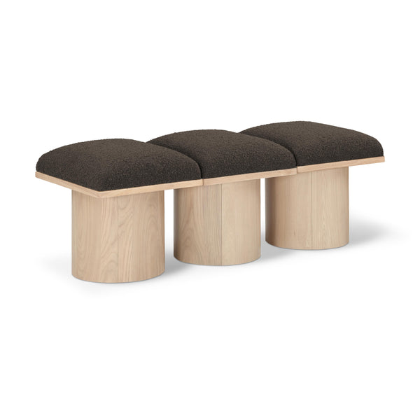 Meridian Pavilion Brown Boucle Fabric Bench IMAGE 1