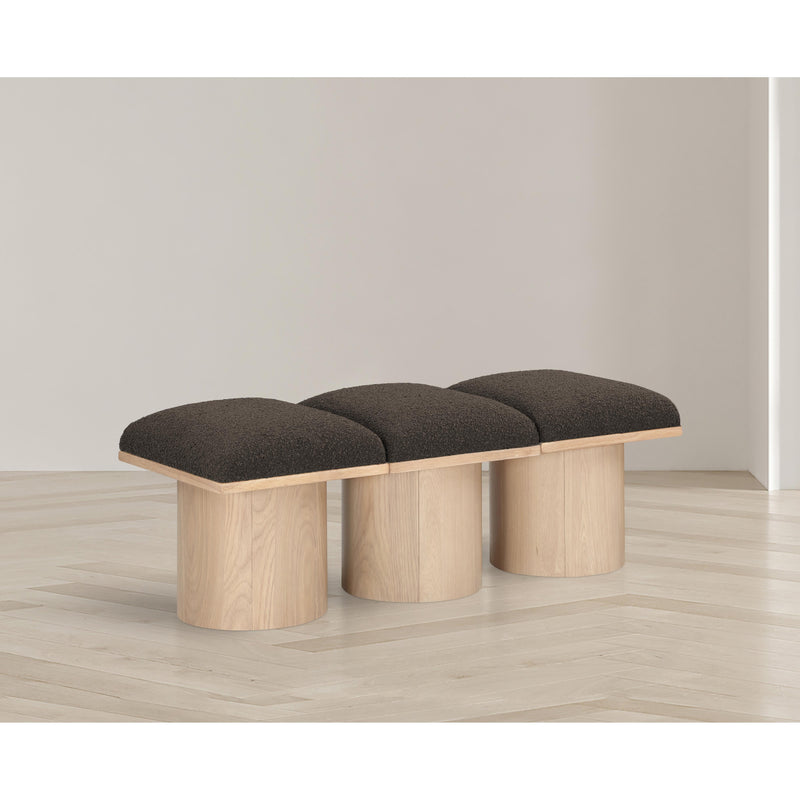 Meridian Pavilion Brown Boucle Fabric Bench IMAGE 2