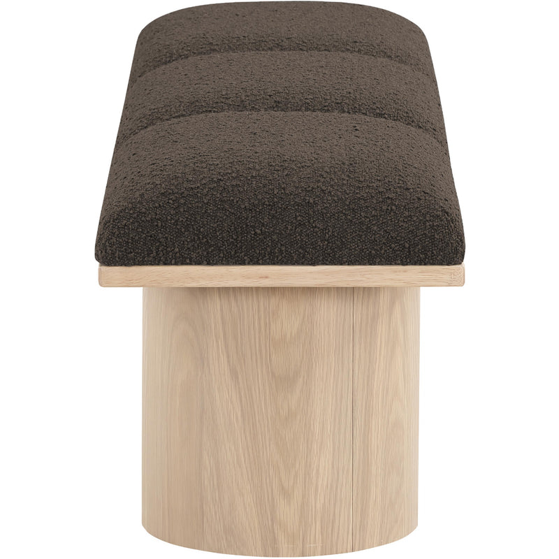 Meridian Pavilion Brown Boucle Fabric Bench IMAGE 4