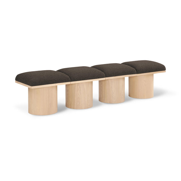 Meridian Pavilion Brown Boucle Fabric Bench IMAGE 1