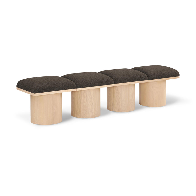 Meridian Pavilion Brown Boucle Fabric Bench IMAGE 1