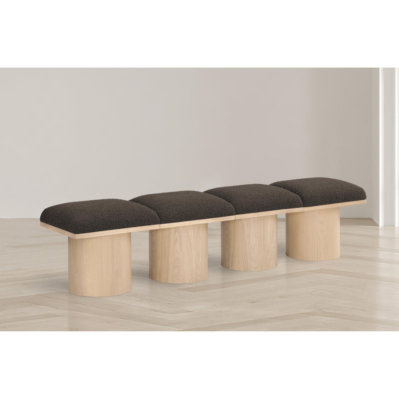 Meridian Pavilion Brown Boucle Fabric Bench IMAGE 2