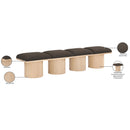 Meridian Pavilion Brown Boucle Fabric Bench IMAGE 7