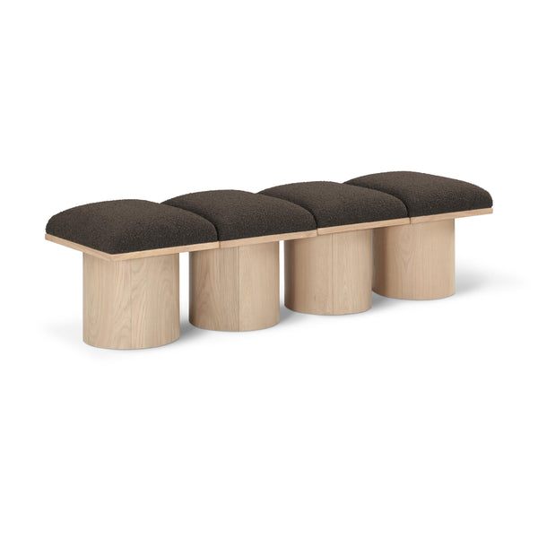 Meridian Pavilion Brown Boucle Fabric Bench IMAGE 1