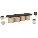 Meridian Pavilion Brown Boucle Fabric Bench IMAGE 6