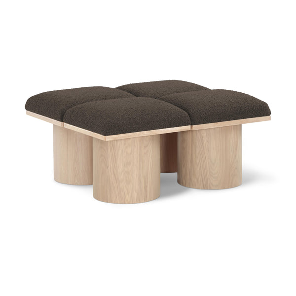 Meridian Pavilion Brown Boucle Fabric Bench IMAGE 1