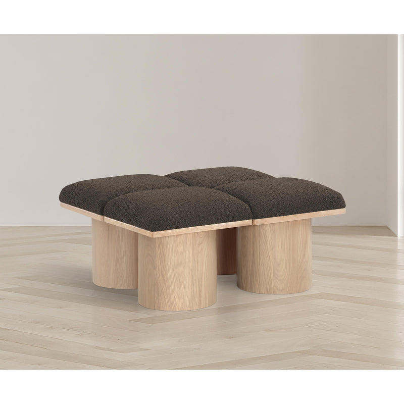 Meridian Pavilion Brown Boucle Fabric Bench IMAGE 2
