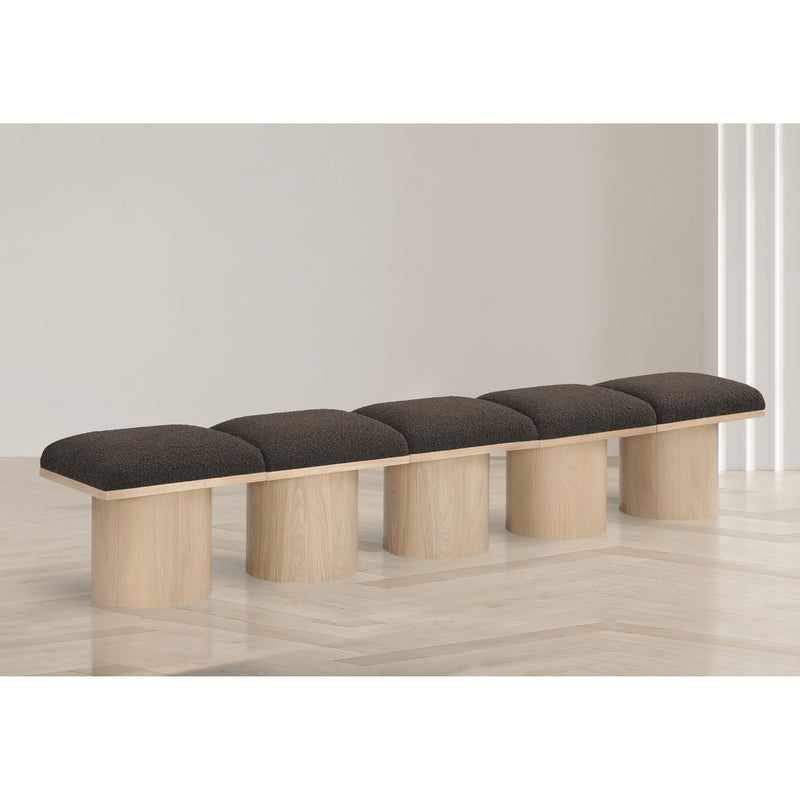 Meridian Pavilion Brown Boucle Fabric Bench IMAGE 2