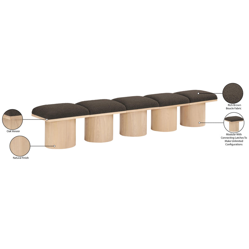 Meridian Pavilion Brown Boucle Fabric Bench IMAGE 7