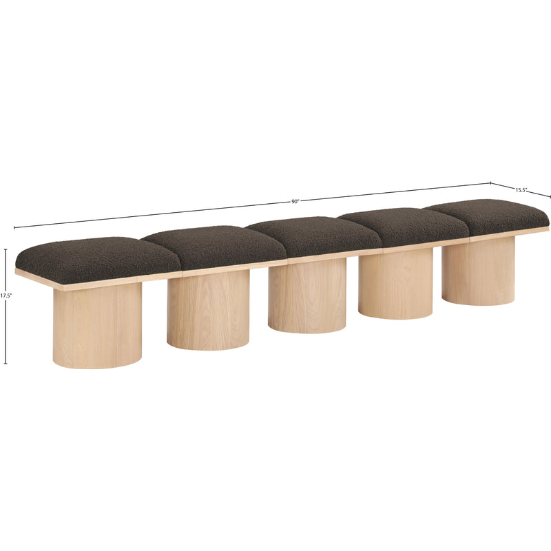 Meridian Pavilion Brown Boucle Fabric Bench IMAGE 8