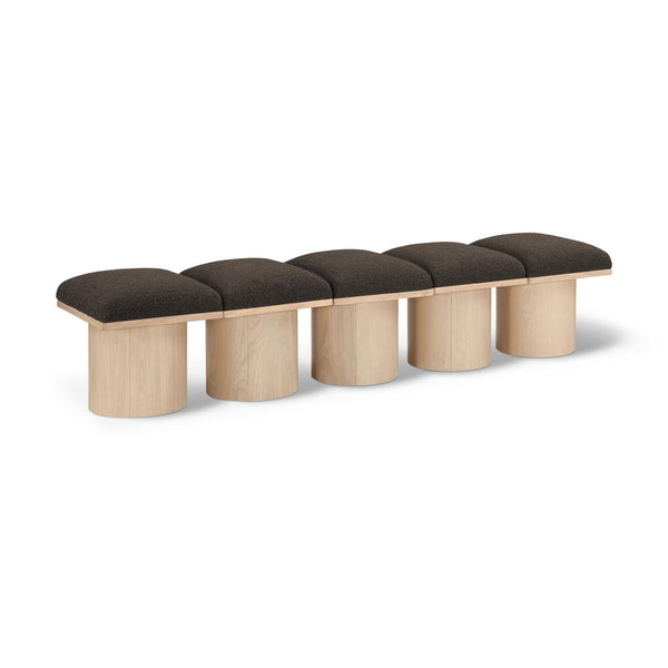 Meridian Pavilion Brown Boucle Fabric Bench IMAGE 1