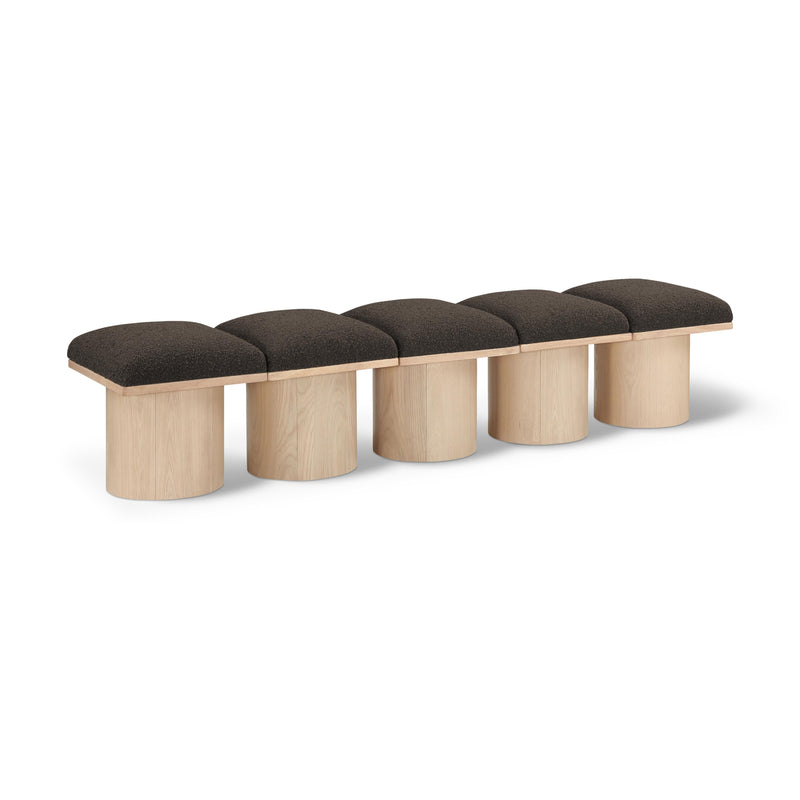 Meridian Pavilion Brown Boucle Fabric Bench IMAGE 1