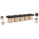 Meridian Pavilion Brown Boucle Fabric Bench IMAGE 6