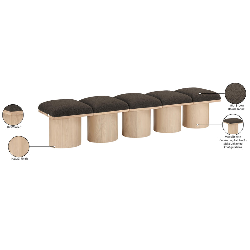 Meridian Pavilion Brown Boucle Fabric Bench IMAGE 6