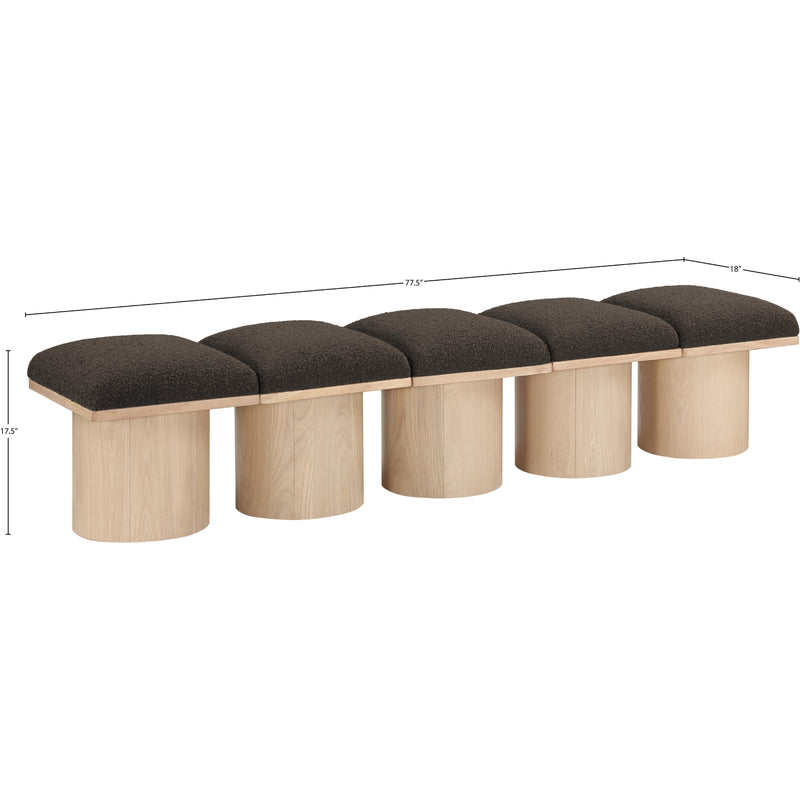 Meridian Pavilion Brown Boucle Fabric Bench IMAGE 7