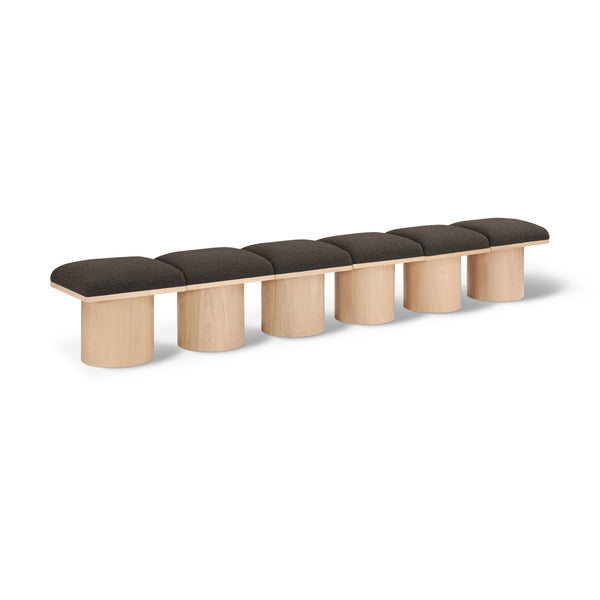 Meridian Pavilion Brown Boucle Fabric Bench IMAGE 1