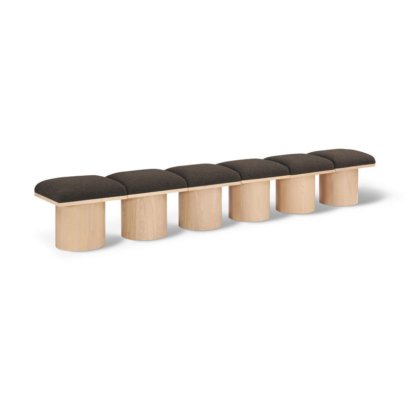 Meridian Pavilion Brown Boucle Fabric Bench IMAGE 1
