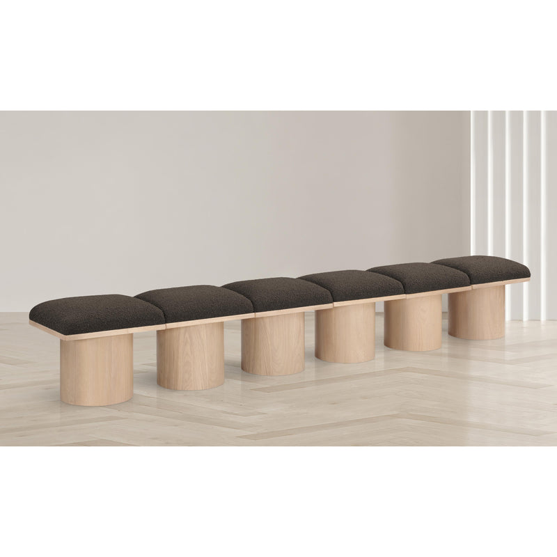 Meridian Pavilion Brown Boucle Fabric Bench IMAGE 2