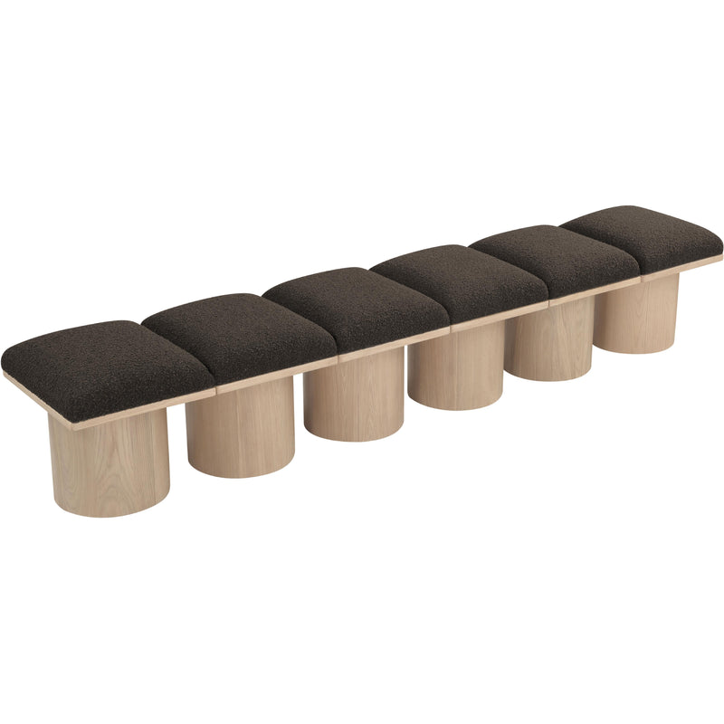 Meridian Pavilion Brown Boucle Fabric Bench IMAGE 5