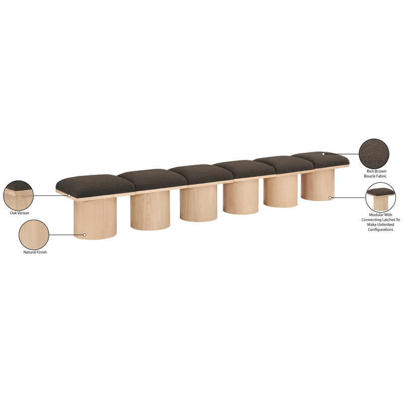 Meridian Pavilion Brown Boucle Fabric Bench IMAGE 7