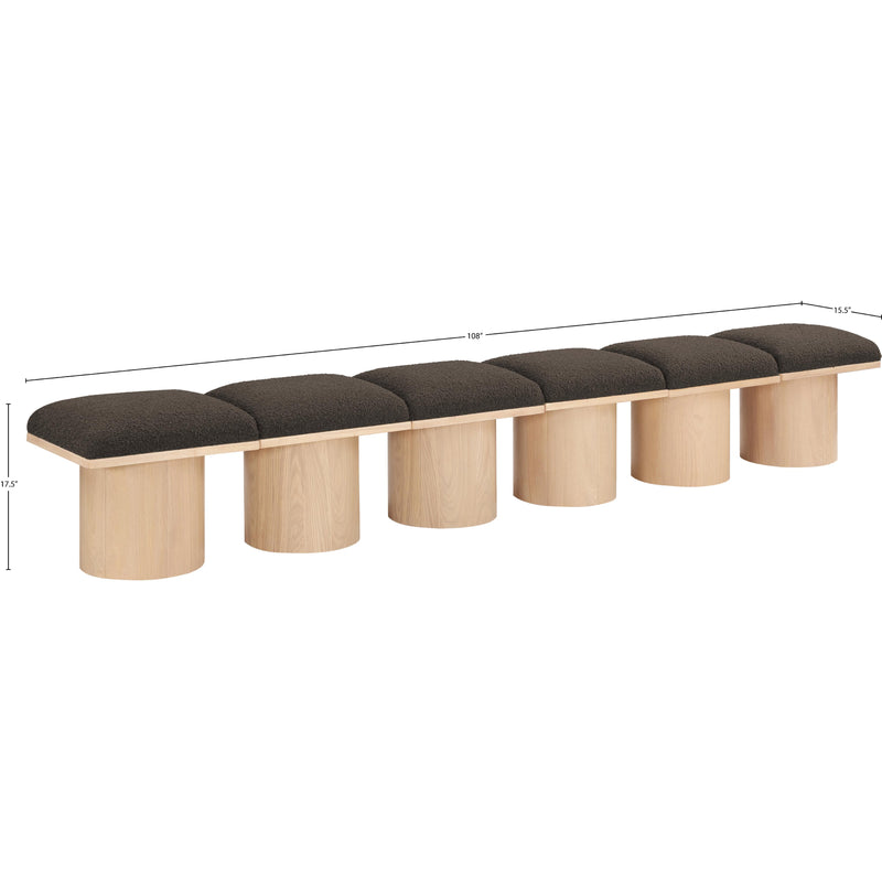 Meridian Pavilion Brown Boucle Fabric Bench IMAGE 8