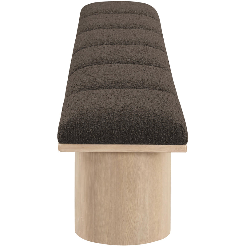 Meridian Pavilion Brown Boucle Fabric Bench IMAGE 4