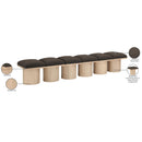 Meridian Pavilion Brown Boucle Fabric Bench IMAGE 6