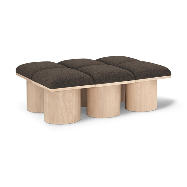 Meridian Pavilion Brown Boucle Fabric Bench IMAGE 1