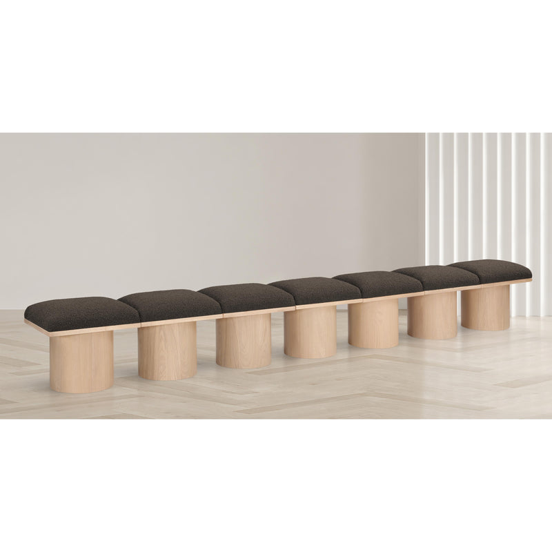 Meridian Pavilion Brown Boucle Fabric Bench IMAGE 2