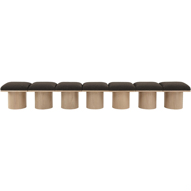 Meridian Pavilion Brown Boucle Fabric Bench IMAGE 3