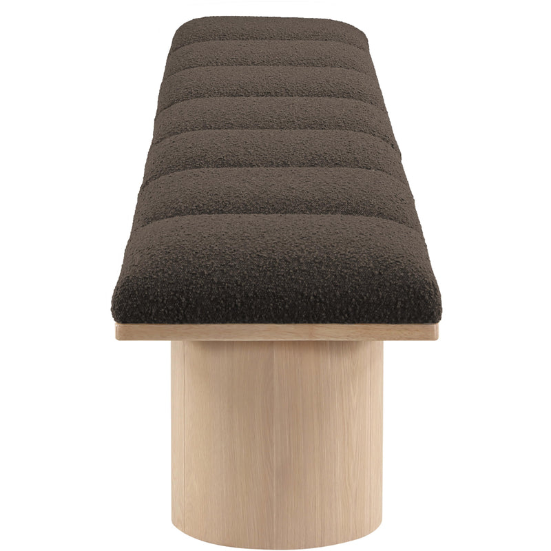 Meridian Pavilion Brown Boucle Fabric Bench IMAGE 4