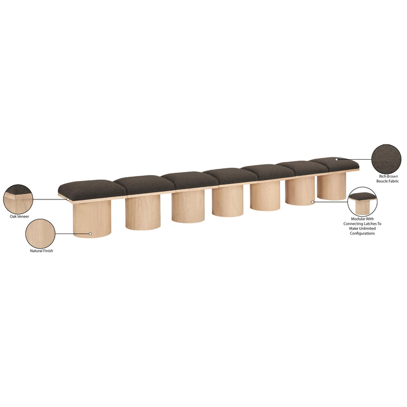 Meridian Pavilion Brown Boucle Fabric Bench IMAGE 7