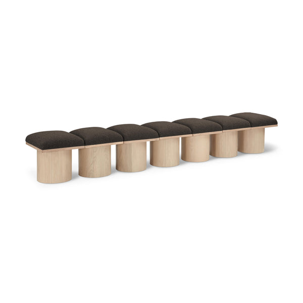 Meridian Pavilion Brown Boucle Fabric Bench IMAGE 1