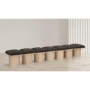 Meridian Pavilion Brown Boucle Fabric Bench IMAGE 2