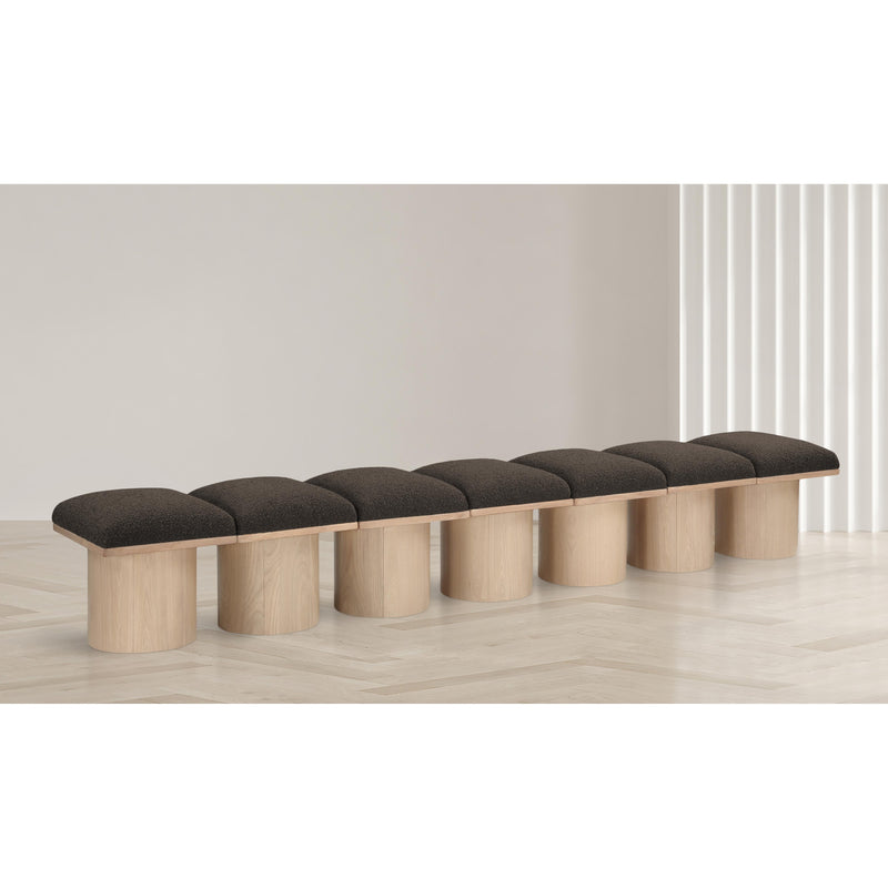 Meridian Pavilion Brown Boucle Fabric Bench IMAGE 2