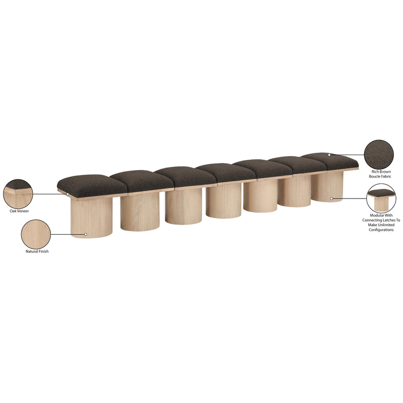 Meridian Pavilion Brown Boucle Fabric Bench IMAGE 6