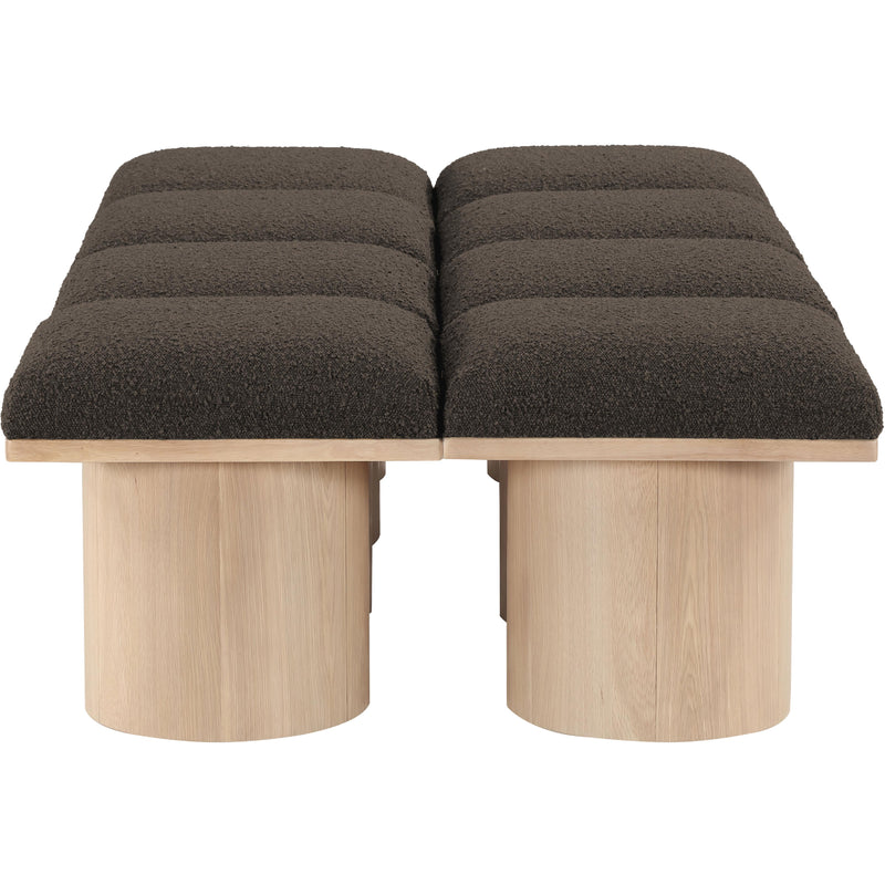 Meridian Pavilion Brown Boucle Fabric Bench IMAGE 4