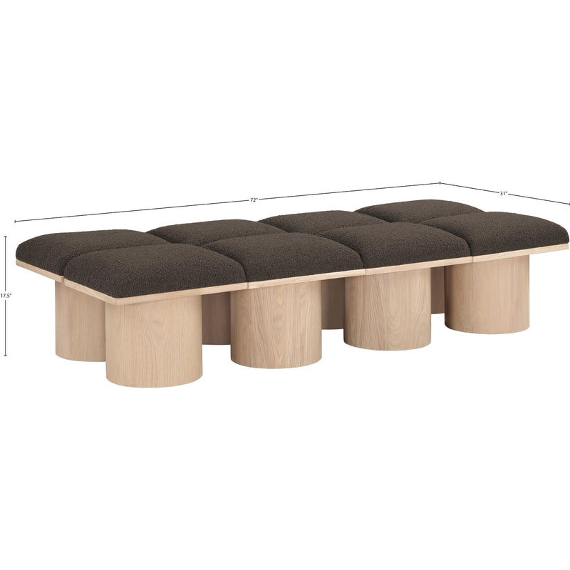 Meridian Pavilion Brown Boucle Fabric Bench IMAGE 7