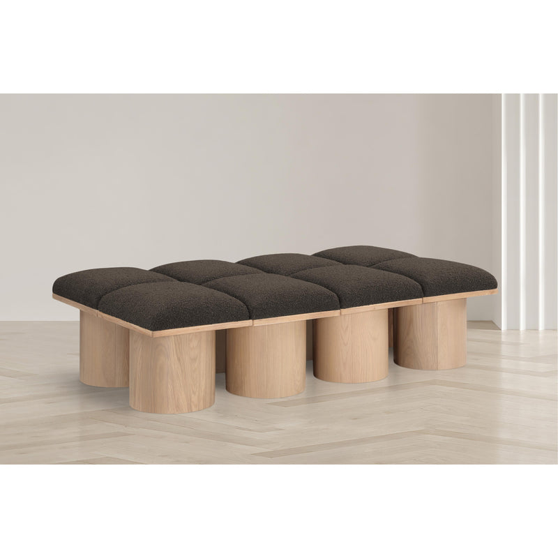 Meridian Pavilion Brown Boucle Fabric Bench IMAGE 2