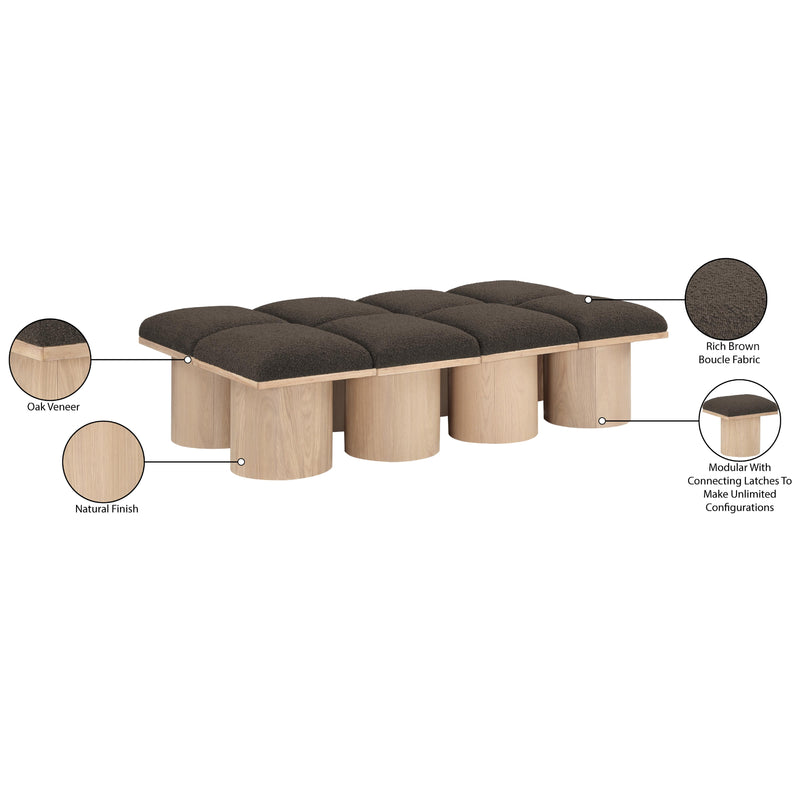 Meridian Pavilion Brown Boucle Fabric Bench IMAGE 7