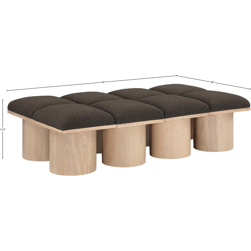 Meridian Pavilion Brown Boucle Fabric Bench IMAGE 8