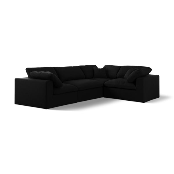 Meridian Serene Black Linen Textured Fabric Modular Sectional IMAGE 1