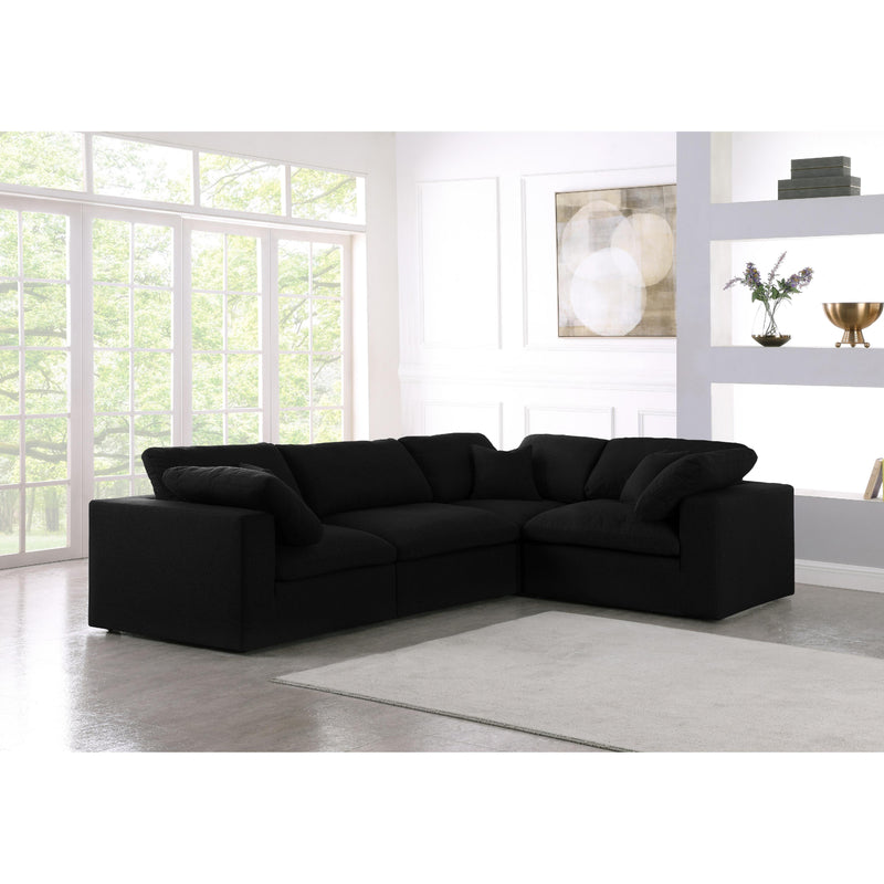 Meridian Serene Black Linen Textured Fabric Modular Sectional IMAGE 2