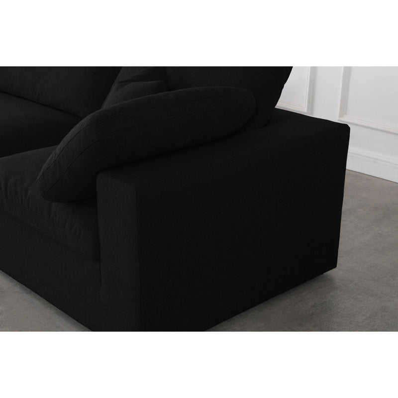 Meridian Serene Black Linen Textured Fabric Modular Sectional IMAGE 5