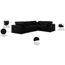 Meridian Serene Black Linen Textured Fabric Modular Sectional IMAGE 7