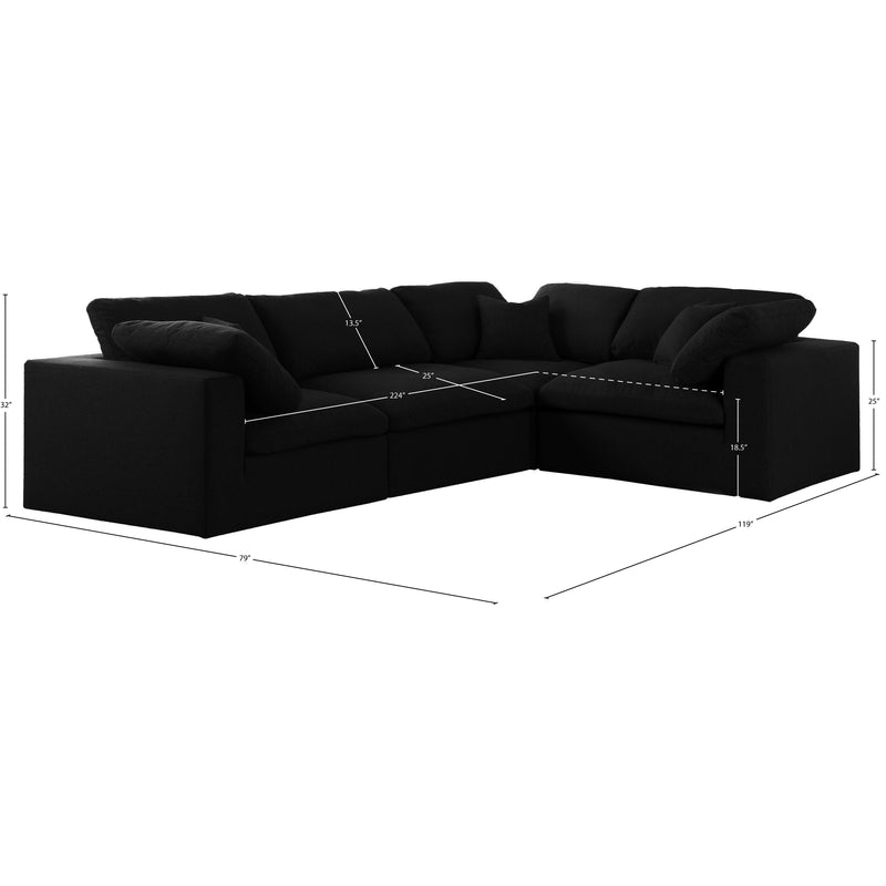Meridian Serene Black Linen Textured Fabric Modular Sectional IMAGE 8