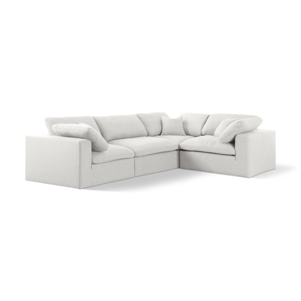 Meridian Serene Cream Linen Textured Fabric Modular Sectional IMAGE 1