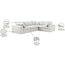Meridian Serene Cream Linen Textured Fabric Modular Sectional IMAGE 7