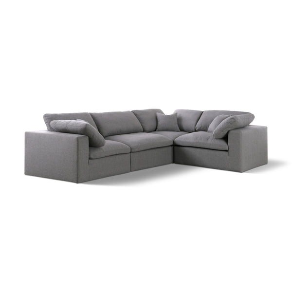Meridian Serene Grey Linen Textured Fabric Modular Sectional IMAGE 1